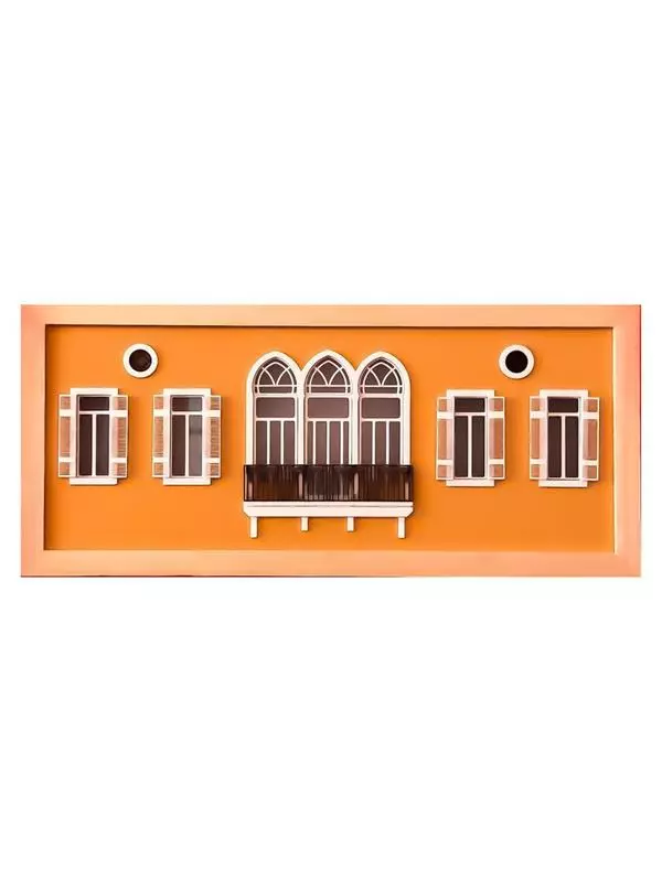 Light Box Triple arches four windows- Orange