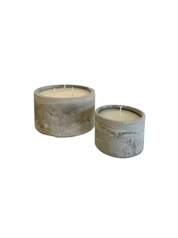 Set of two soywax candles in concrete grey pots