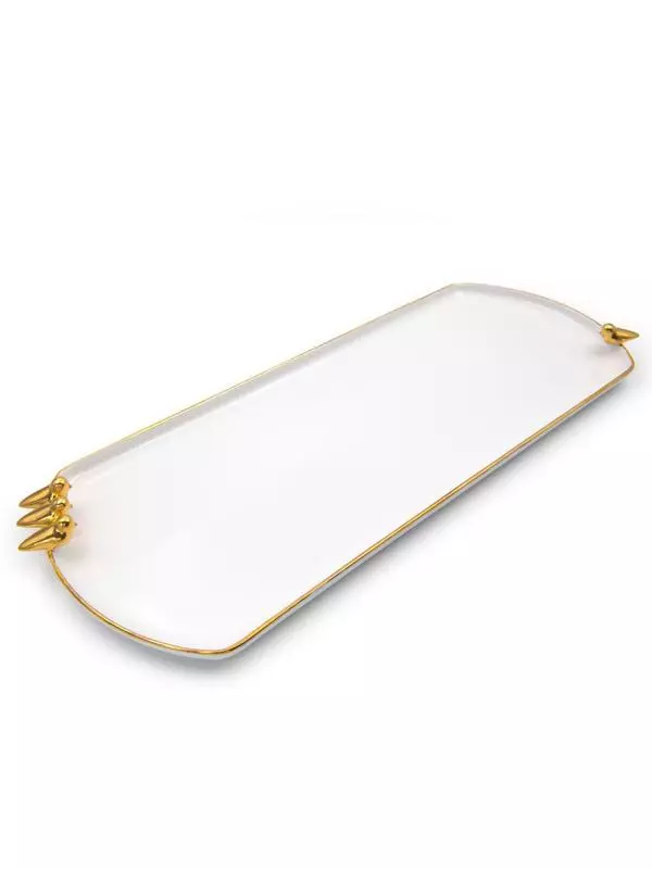 oval bird platter- gold