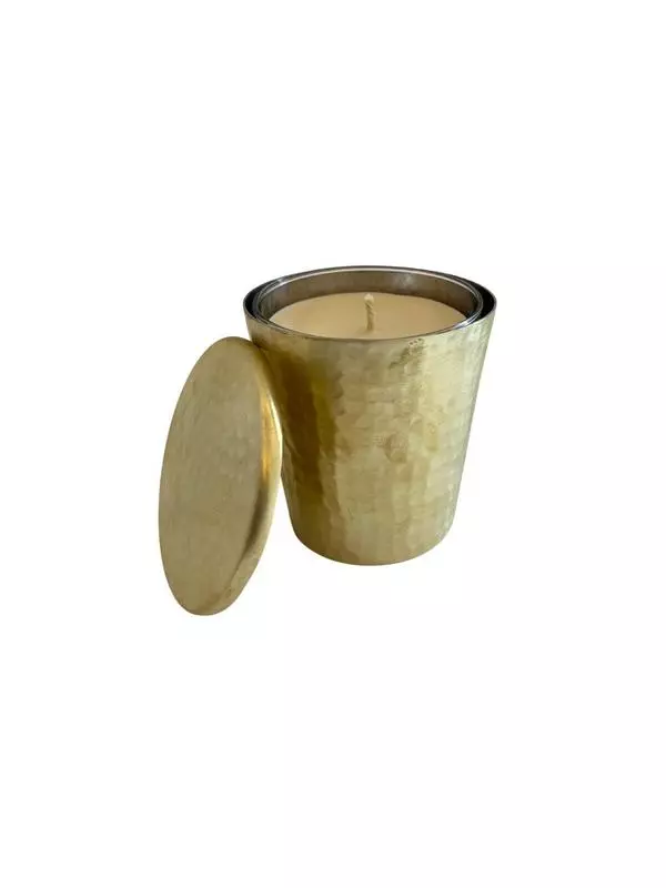 Natural Beeswax Candle in handmade copper cup