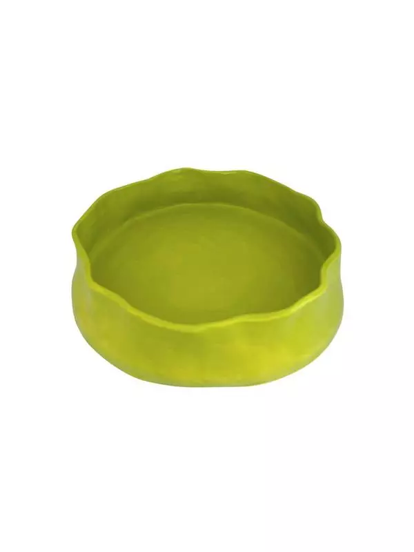 round serving crumpled bowl- green