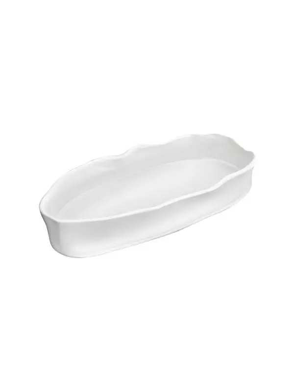 oval crumpled serving bowl- white