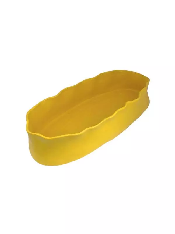 oval crumpled serving bowl- yellow